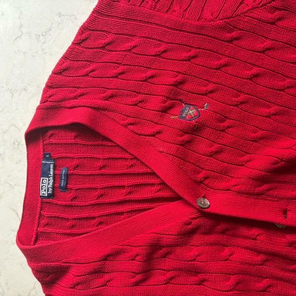 Polo by Ralph Lauren Red Cable Knit Sweater Men’s L